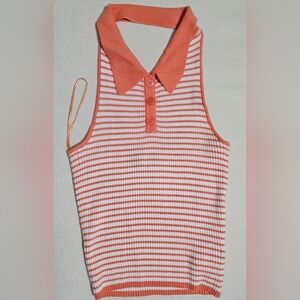 Striped Orange Sleeveless Top NEVER WORN
